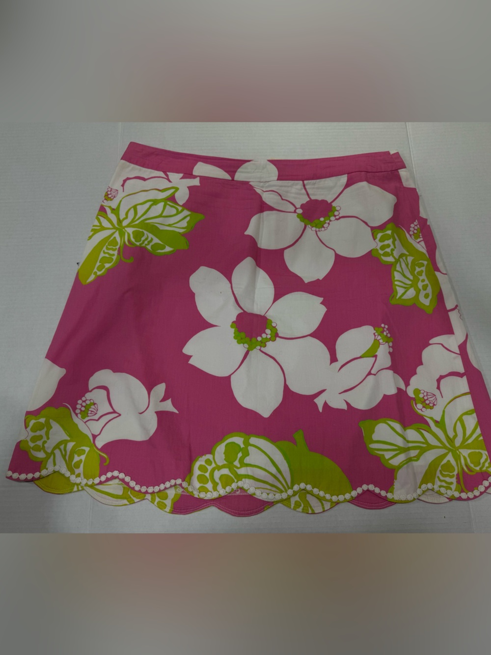 Lilly Pulitzer Pink Floral Scalloped Hem Skirt
